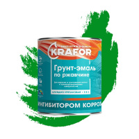 Грунт-Эмаль по ржавчине зеленая 1кг KRAFOR