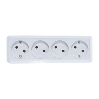 Розетка 4м о/у 16А б/з белая Олимп 1162