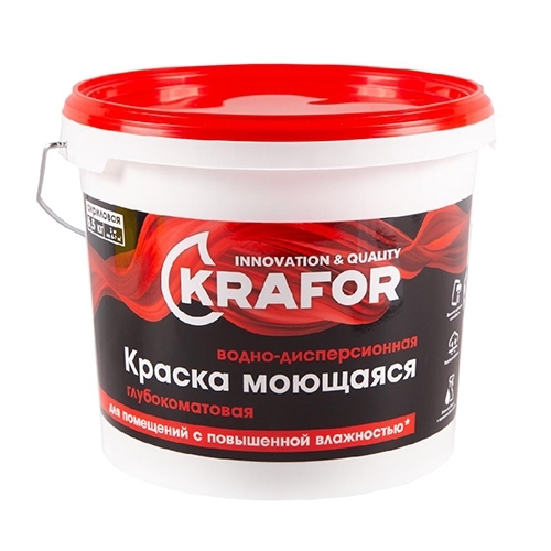 Краска В/Д интерьерная глубокоматов. 1,5кг KRAFOR (красн.)