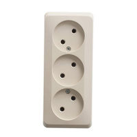 Розетка 3м о/у 16А б/з крем Этюд РА-16-009К