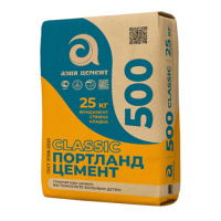 Цемент в мешках М500 25кг. Азия цемент  Classic ЦЕМ I