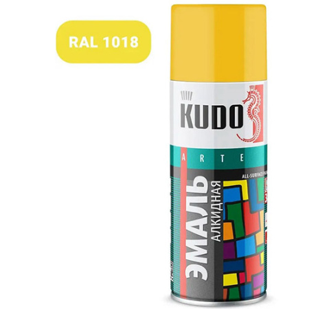 Эмаль-Аэрозоль желтая 520мл KUDO KU-1013