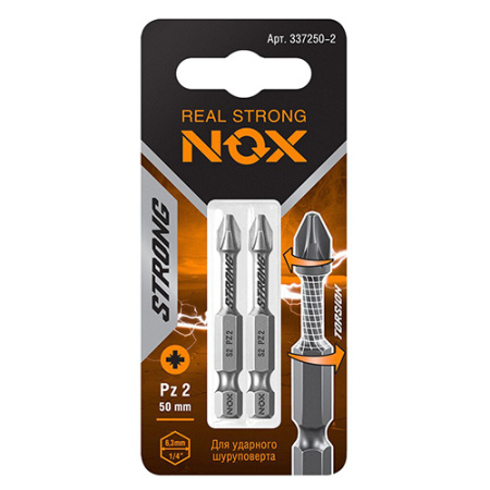 Бита PZ 2  50мм NOX STRONG  torsion (2 шт)