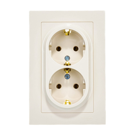 Розетка 2м c/з бежевая Schneider Atlas Design ATN000224