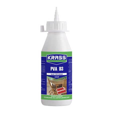 Клей ПВА D3 водостойкий 250г прозрачн.KRASS