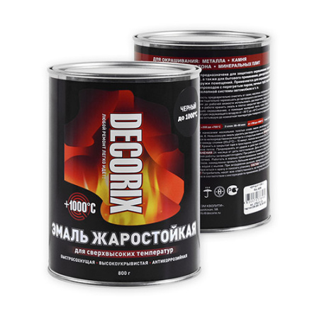 Эмаль жаростойкая 1000С черная DECORIX 0,8кг