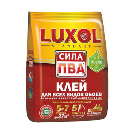 Клей обойный д/всех видов LUXOL СИЛА ПВА пакет 200г.