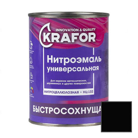 Эмаль НЦ-132 черная 0,7кг KRAFOR