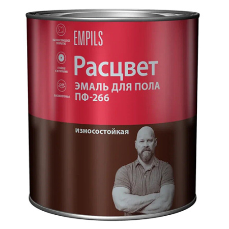 Эмаль д/пола ПФ-266 красно-коричневая 2,7кг алкидная РАСЦВЕТ