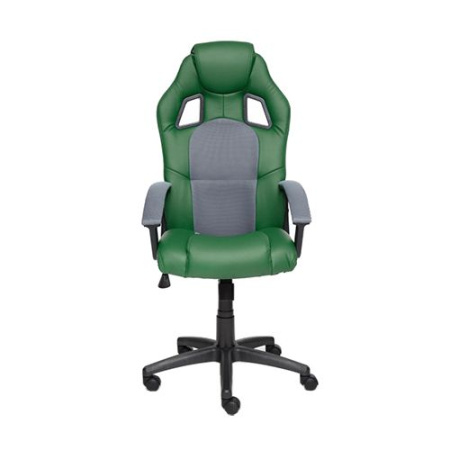 Кресло DRIVER (кож.зам/ткань/зелён/сер)