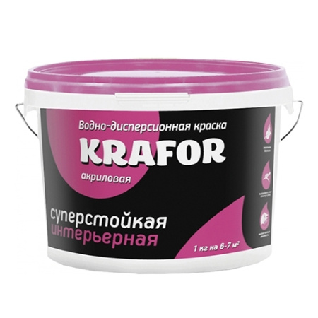 Краска В/Д интерьерная суперстойкая 6,5кг KRAFOR