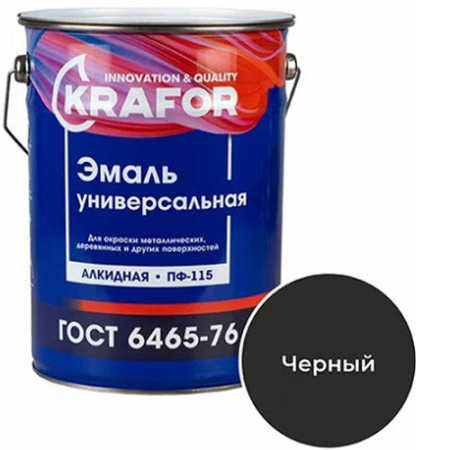 Эмаль ПФ-115 черная 6кг Krafor