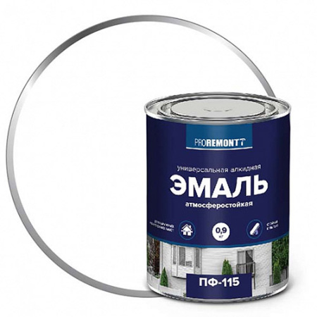 Эмаль ПФ-115 белая 0,9кг PROREMONT 